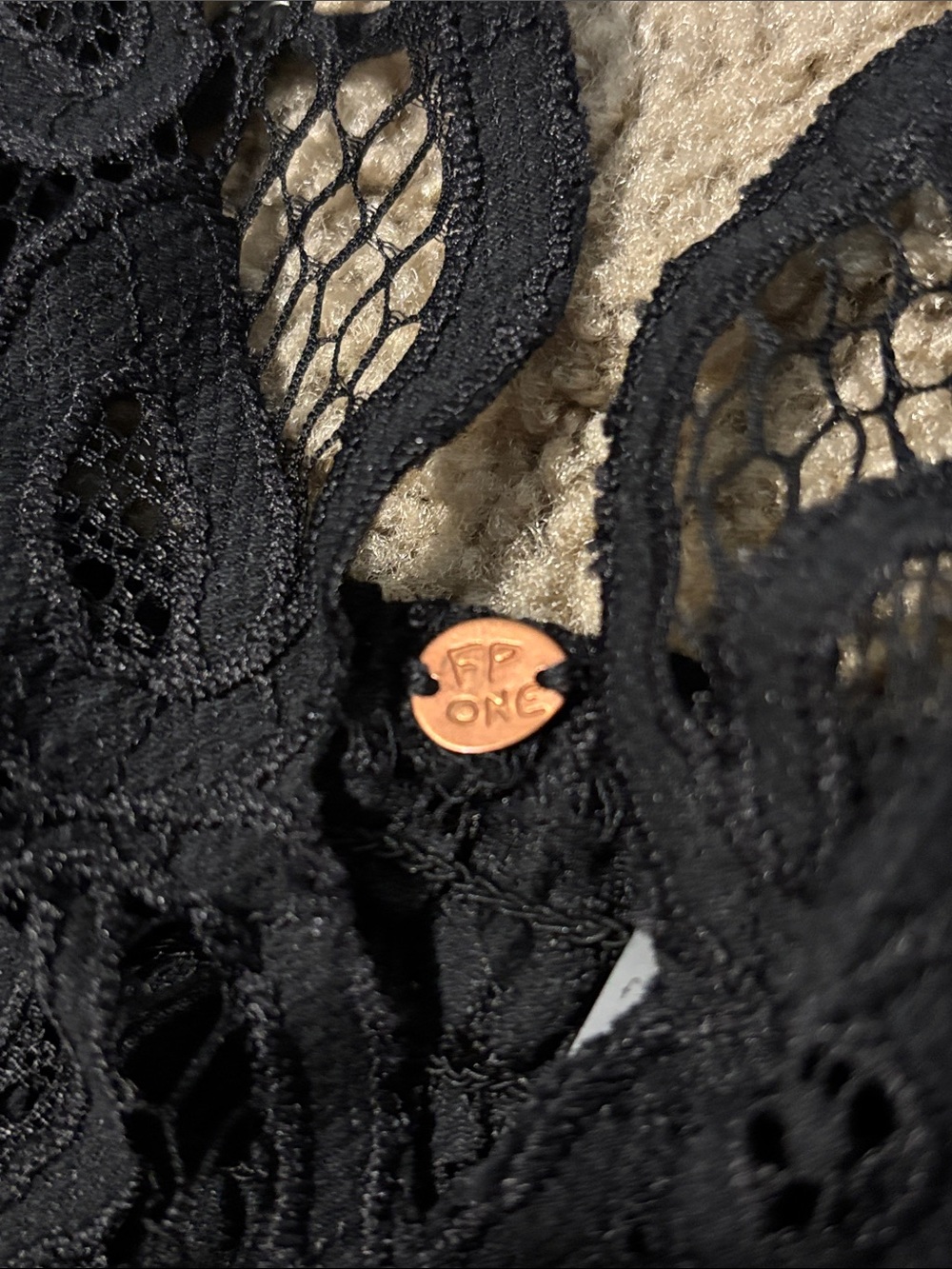 NWOT Free People One Black Floral Lace Bralette - Picture 2 of 5